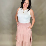 Mauve Lavina Midi Skirt Bottom- Skirt FLAG AND ANTHEM