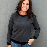 Charcoal Pinstripe Raglan Top Top - Sweater STACCATO
