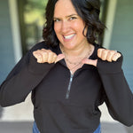 Black Quarter Zip Hoodie Top Top - Sweatshirt RAE MODE