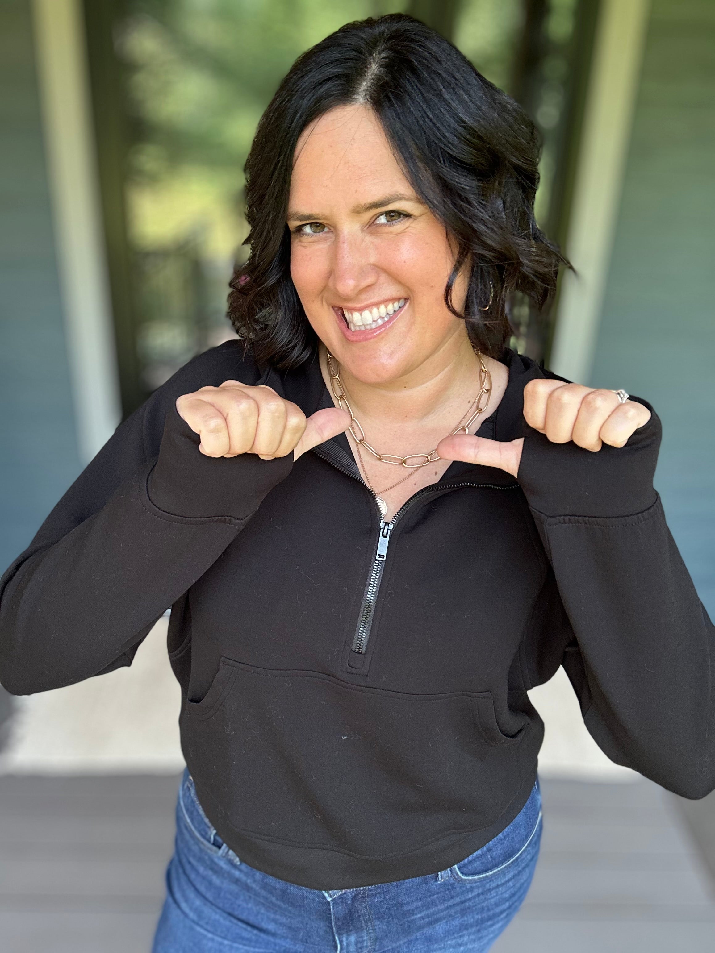 Black Quarter Zip Hoodie Top Top - Sweatshirt RAE MODE