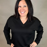 Black Hartley V Neck Top