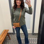 Dark Olive Pinstripe Sweater Top - Sweater STACCATO