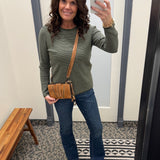 Dark Olive Pinstripe Sweater Top - Sweater STACCATO