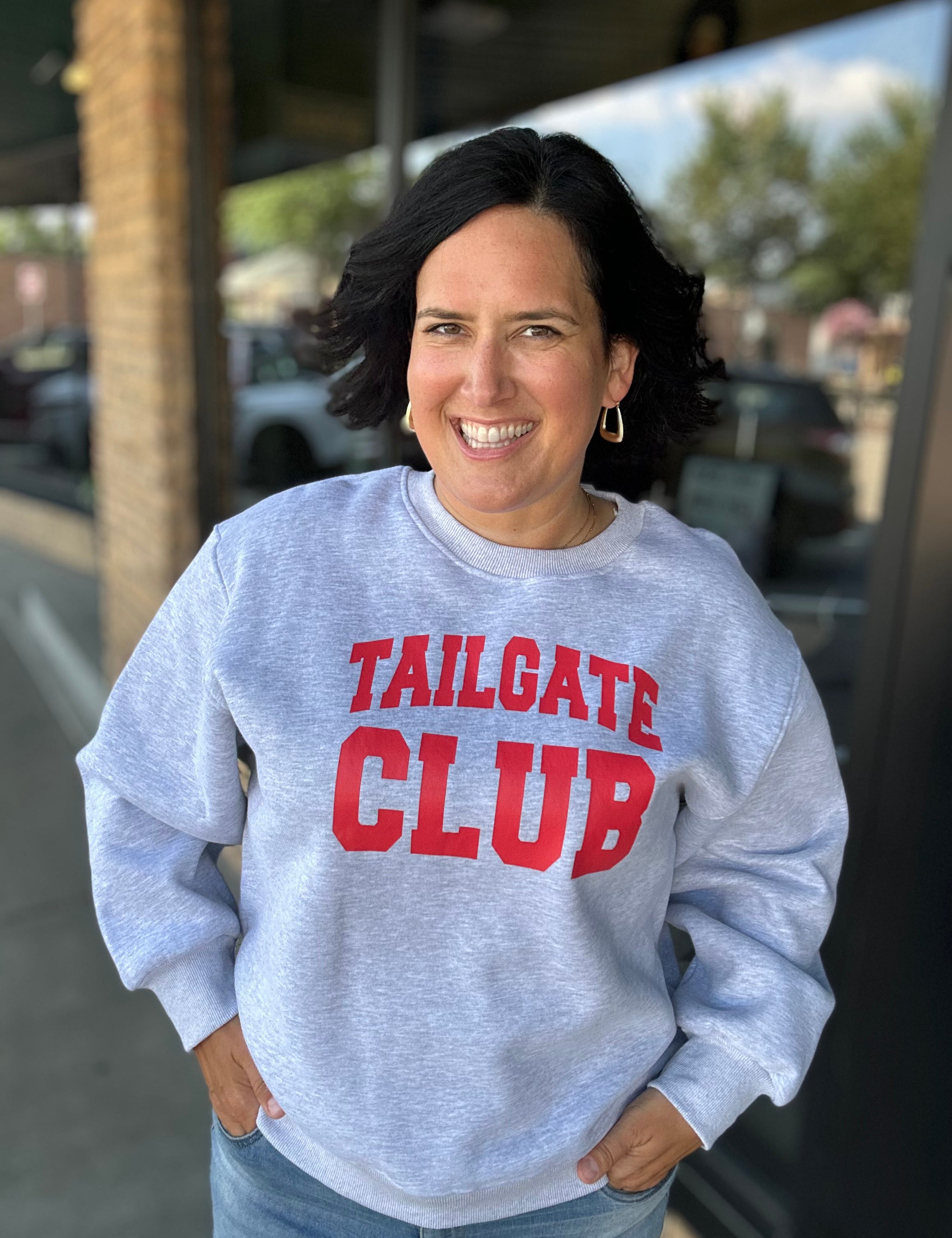 Grey Tailgate Club Sweatshirt Top - Sweatshirt PANACHE