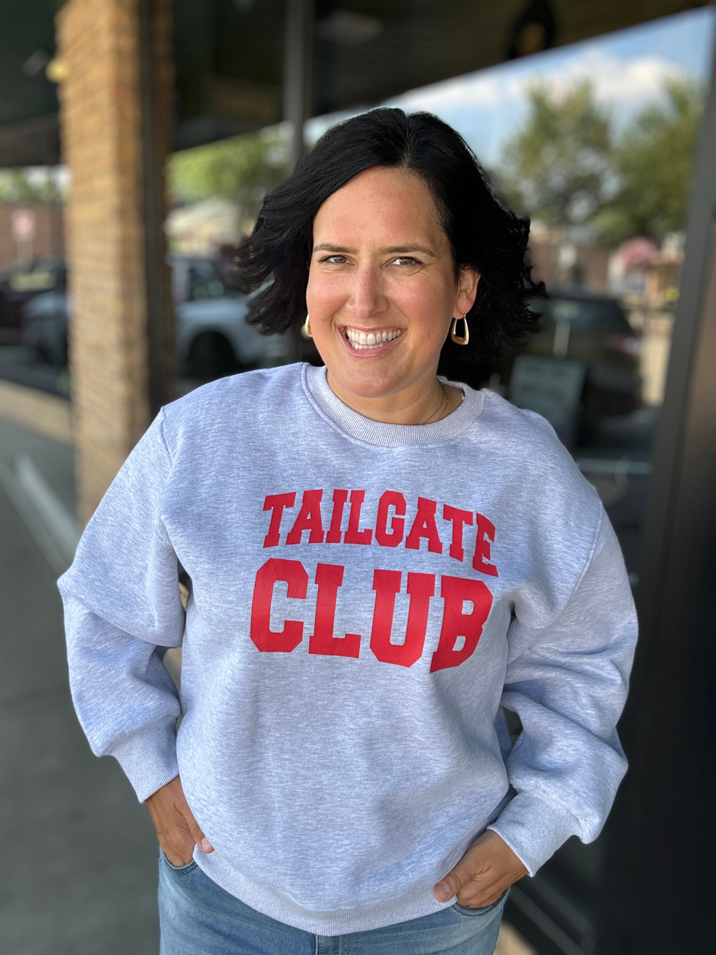 Grey Tailgate Club Sweatshirt Top - Sweatshirt PANACHE