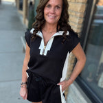 Black Zip Detail Lounge Set Bottoms - Shorts JODIFL