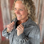 Black Denim Bubble Sleeve Tencel Shirt Tops - Button Ups DOE & RAE
