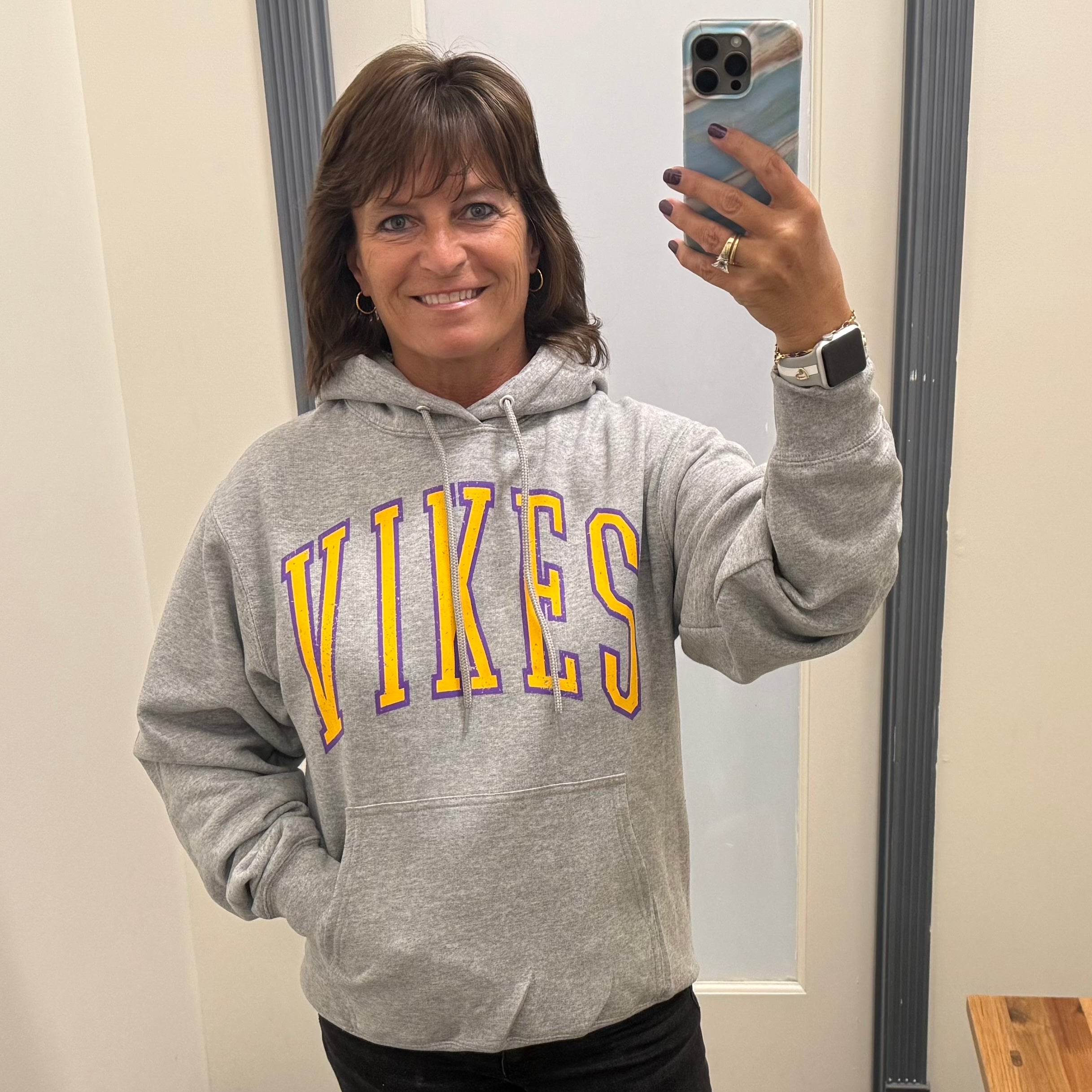 Heather Grey Vikes Hoodie Tops- Sweatshirt 218 WHOLESALE
