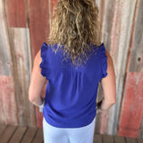 Royal Frill Split Neck Blouse Tops- Blouses STACCATO