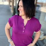 Magenta Henley Top Top - Tee STACCATO