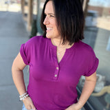 Magenta Henley Top Top - Tee STACCATO