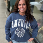 Navy America Graphic Fleece Sweatshirt Top- Sweatshirt BUCKETLIST