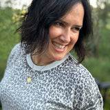 Cream Black Animal Print Crew Neck Sweater