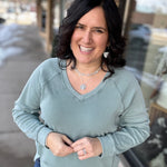 Light Teal Blue Ruby Sweatshirt Top- Sweatshirt THREAD & SUPPLY