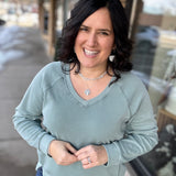 Light Teal Blue Ruby Sweatshirt Top- Sweatshirt THREAD & SUPPLY