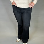 Black Raw Hem Flare Jean Bottoms - Pants RISEN