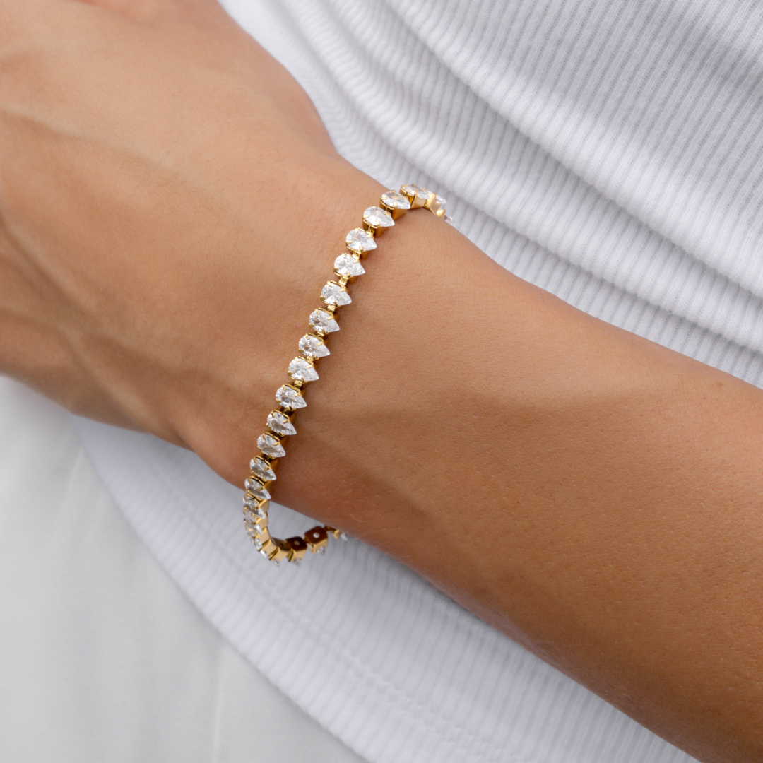 Waterproof 5mm Teardrop Diamond Tennis Bracelet Jewelry- Bracelet Brenda Grands Jewelry