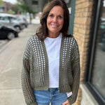 Olive Crochet Open Cardigan DOE & RAE
