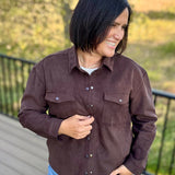 Sadina Faux Sueded Button Up Shacket