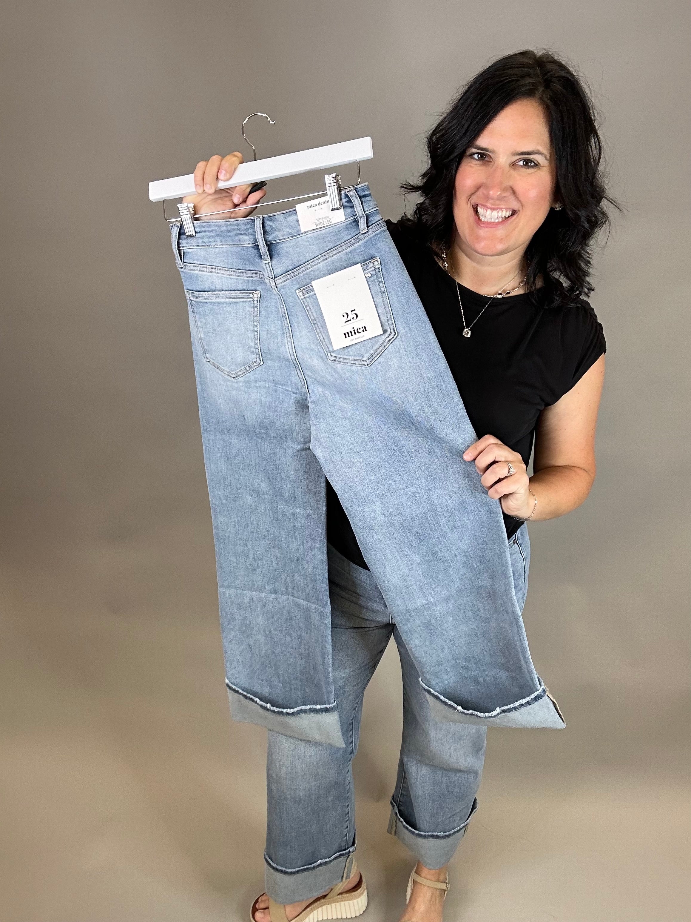 Capri Blue Wide Leg Jeans Bottom- Pants MICA DENIM