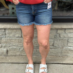 Dark High Rise Fray Hem Shorts Bottoms - Shorts RISEN