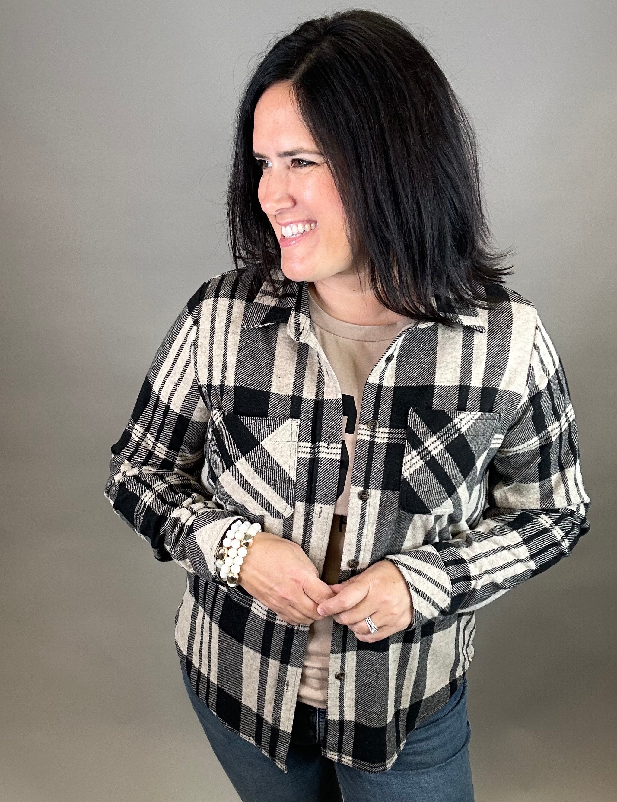 Tan & Black Plaid Button Up Tops - Button Ups PANACHE