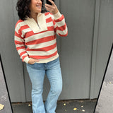 Orange Terry Striped Top Top - Sweatshirt STACCATO
