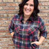 Navy Plaid Shirt Jacket
