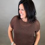 Brown Loose Knit Sweater Top Top - Sweater ZENANA