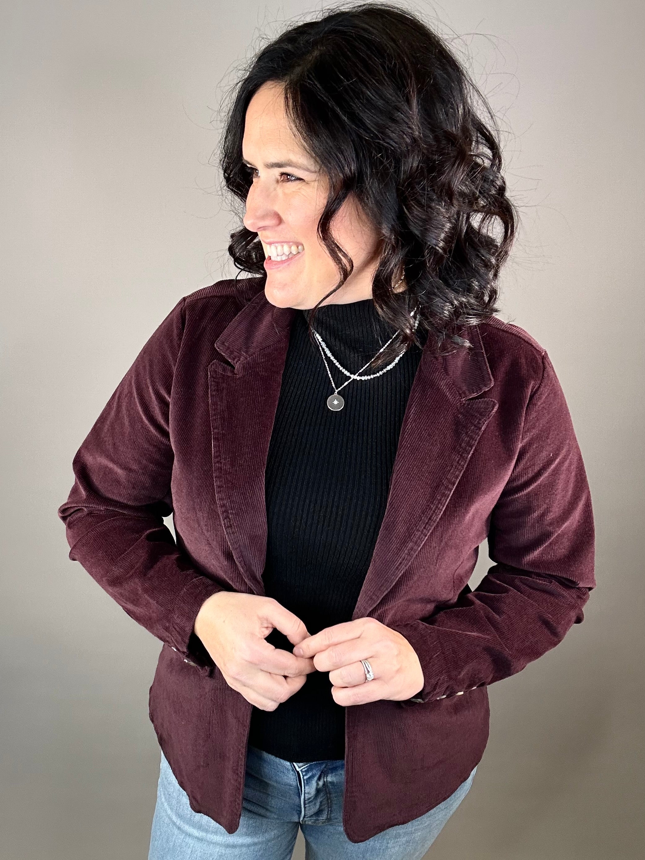 Patty Deep Plum Blazer Outerwear- Blazers VELVET HEART