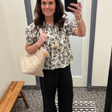 Taupe Bubble Sleeve Swing Top Tops- Blouses DOE & RAE