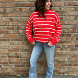 Chili/White Stripe Sweater