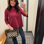 Crushed Berry Mock Neck Sweater Top - Sweater FATE by LFD