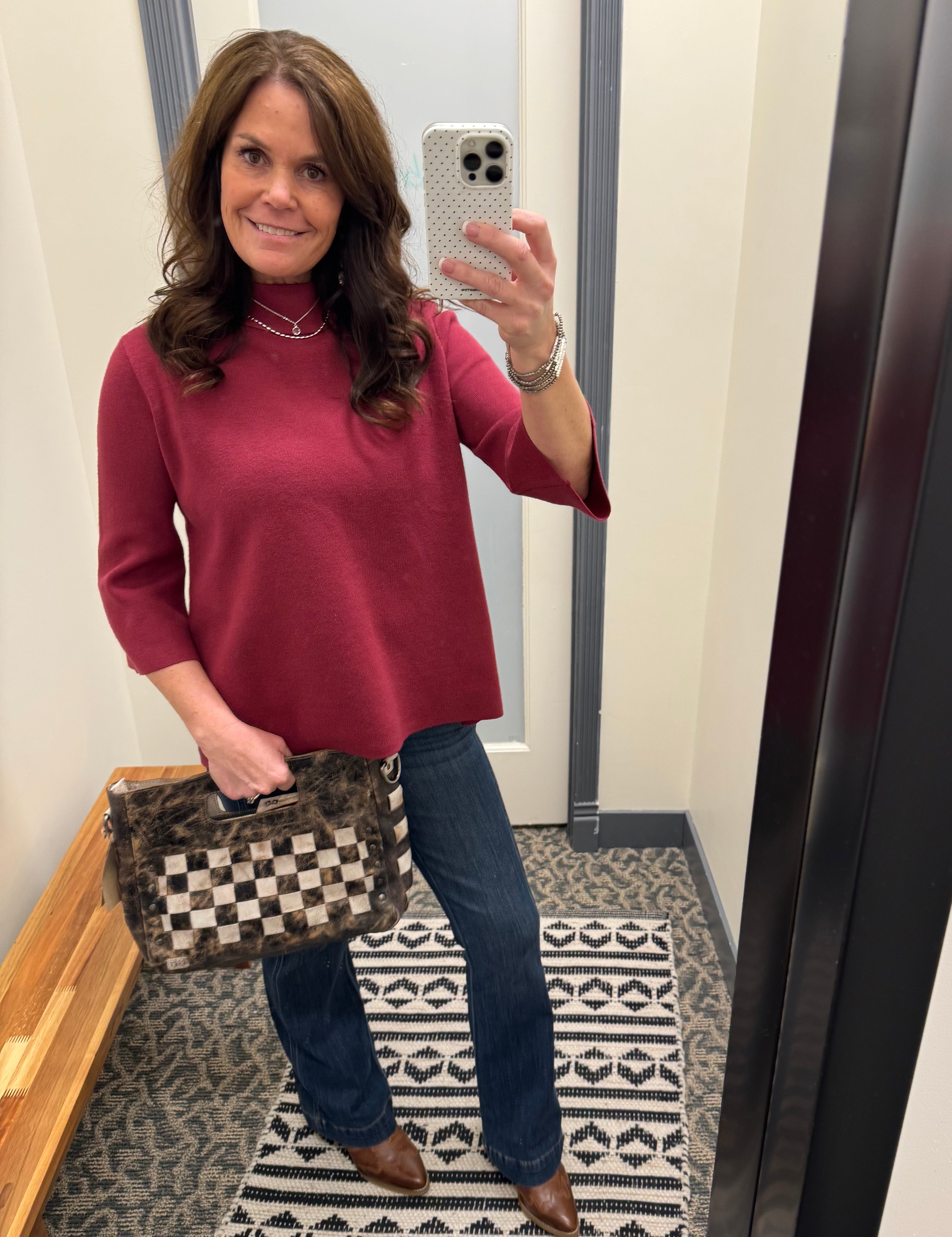 Crushed Berry Mock Neck Sweater Top - Sweater FATE by LFD