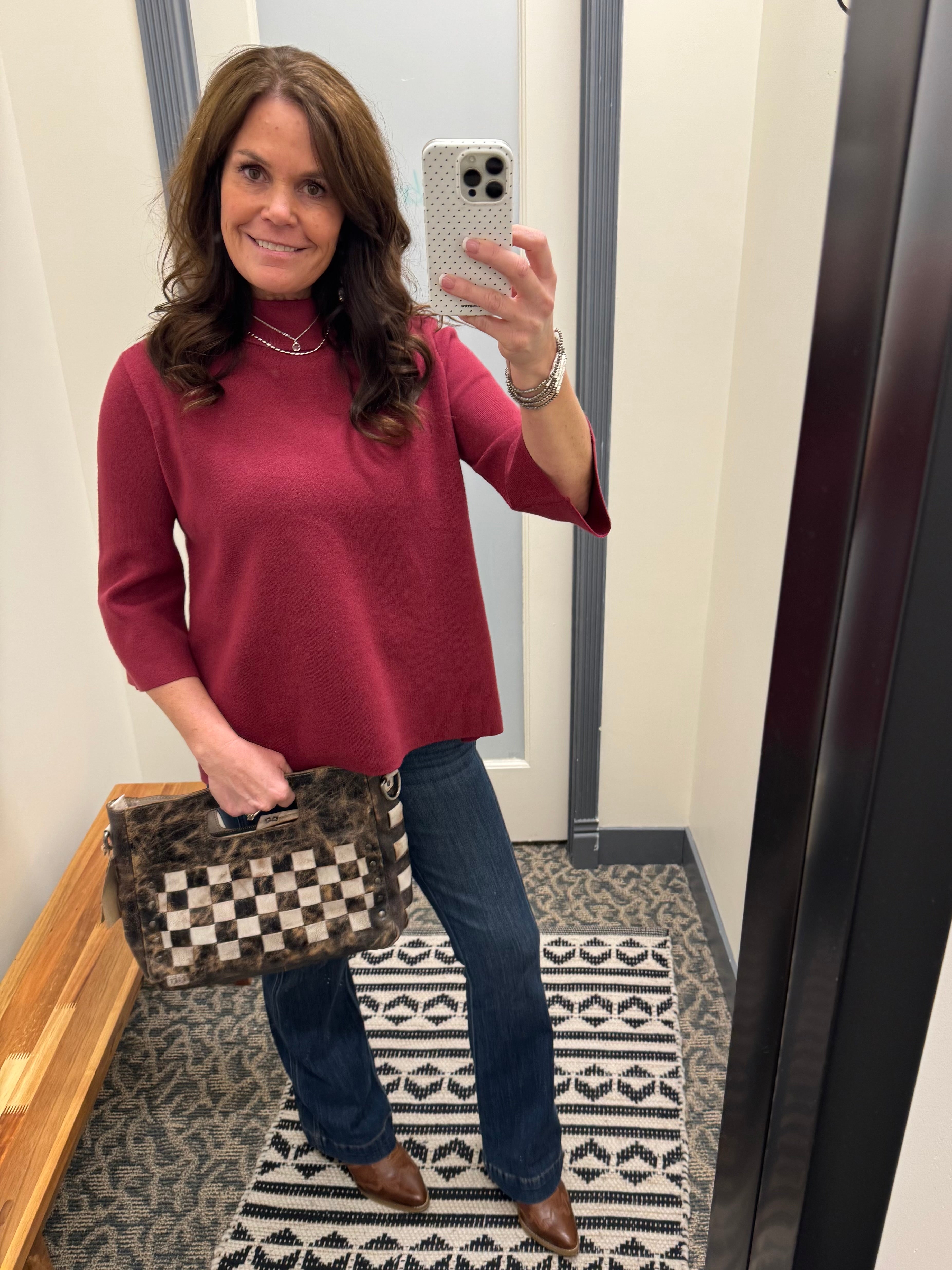 Crushed Berry Mock Neck Sweater Top - Sweater FATE by LFD