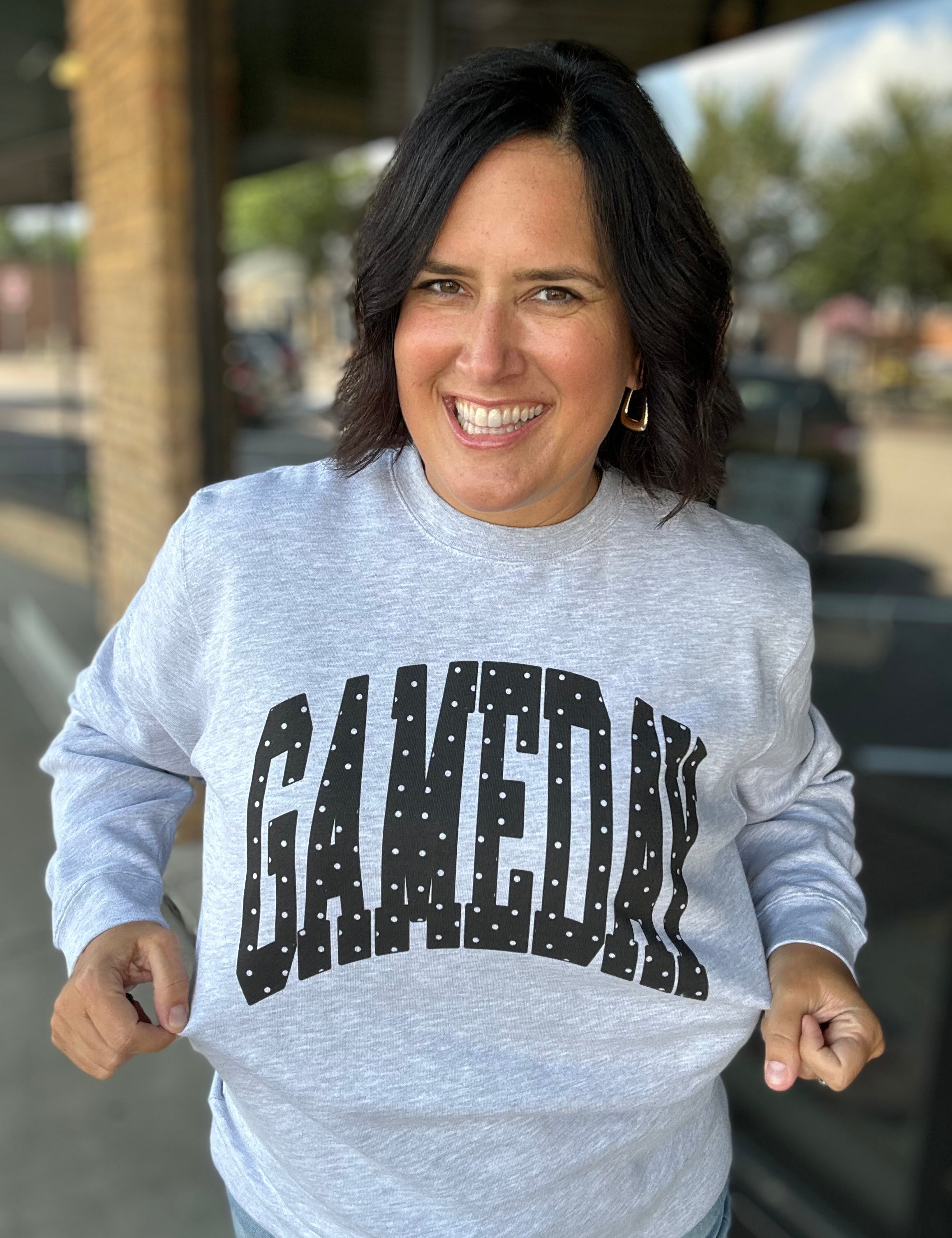 Gameday Polka Dot Sweatshirt Top- Sweatshirts Limeberry Designs