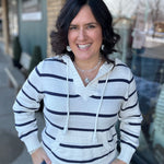 Ivory Navy Rylee Hoodie Top - Sweater THREAD & SUPPLY