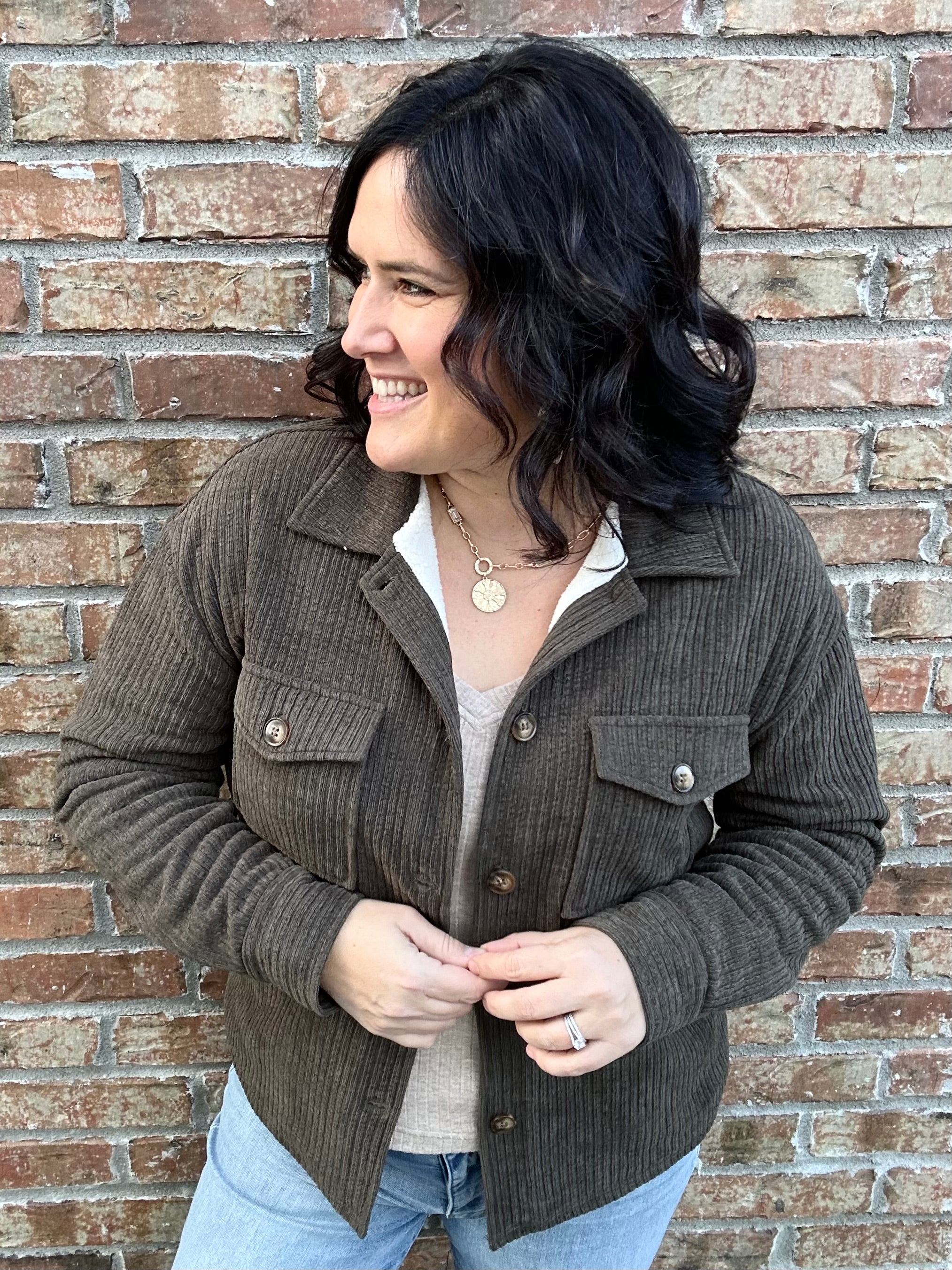 Olive Lined Shirt Jacket Outerwear- Jackets STACCATO