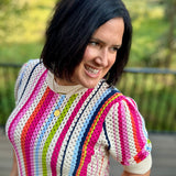 Multicolor Stripe Open-Knit Top