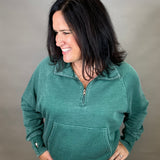Green Quarter Zip Sweatshirt Top - Sweatshirt PANACHE