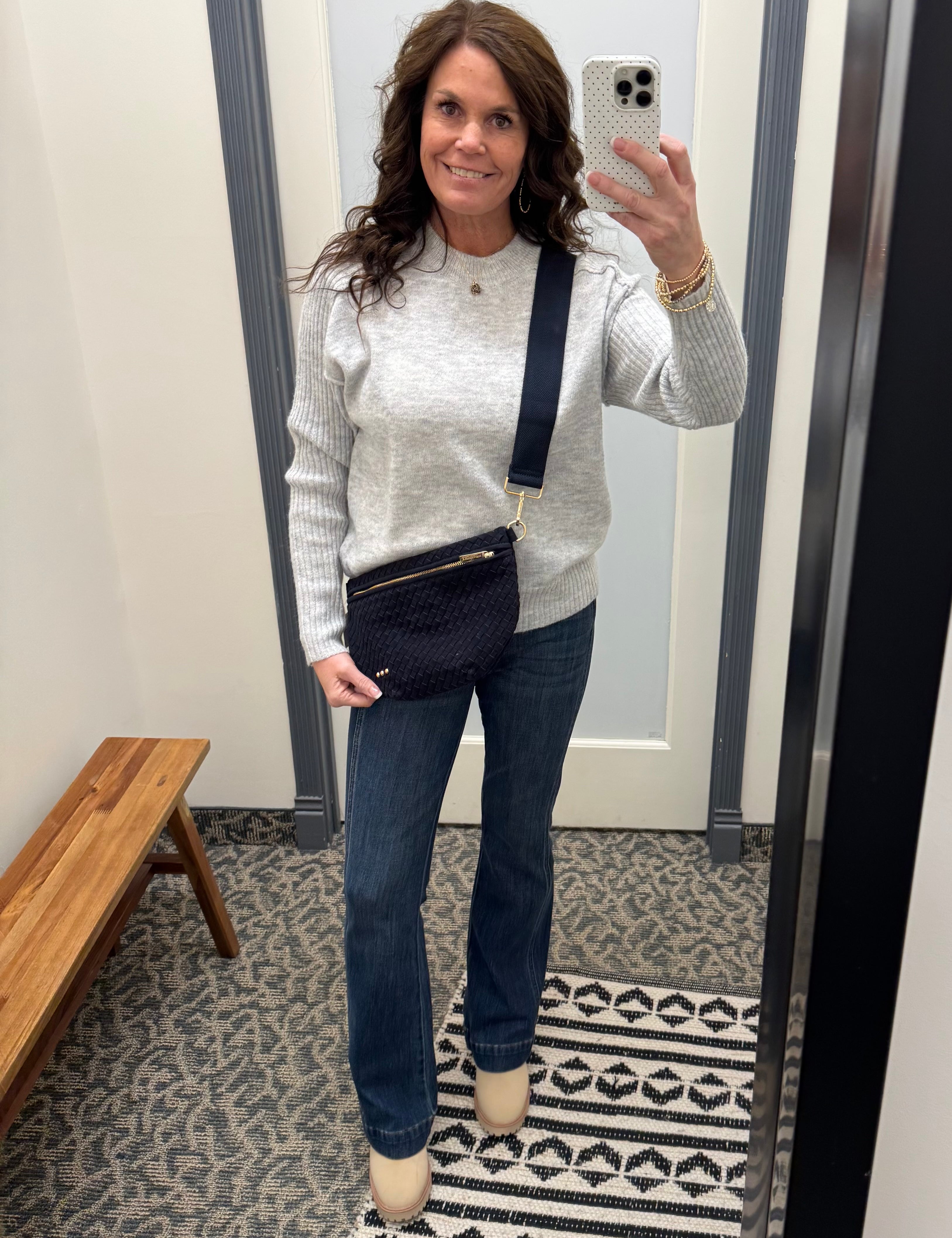 Grey Color Block Turtle Neck Sweater Top - Sweater HEM & THREAD