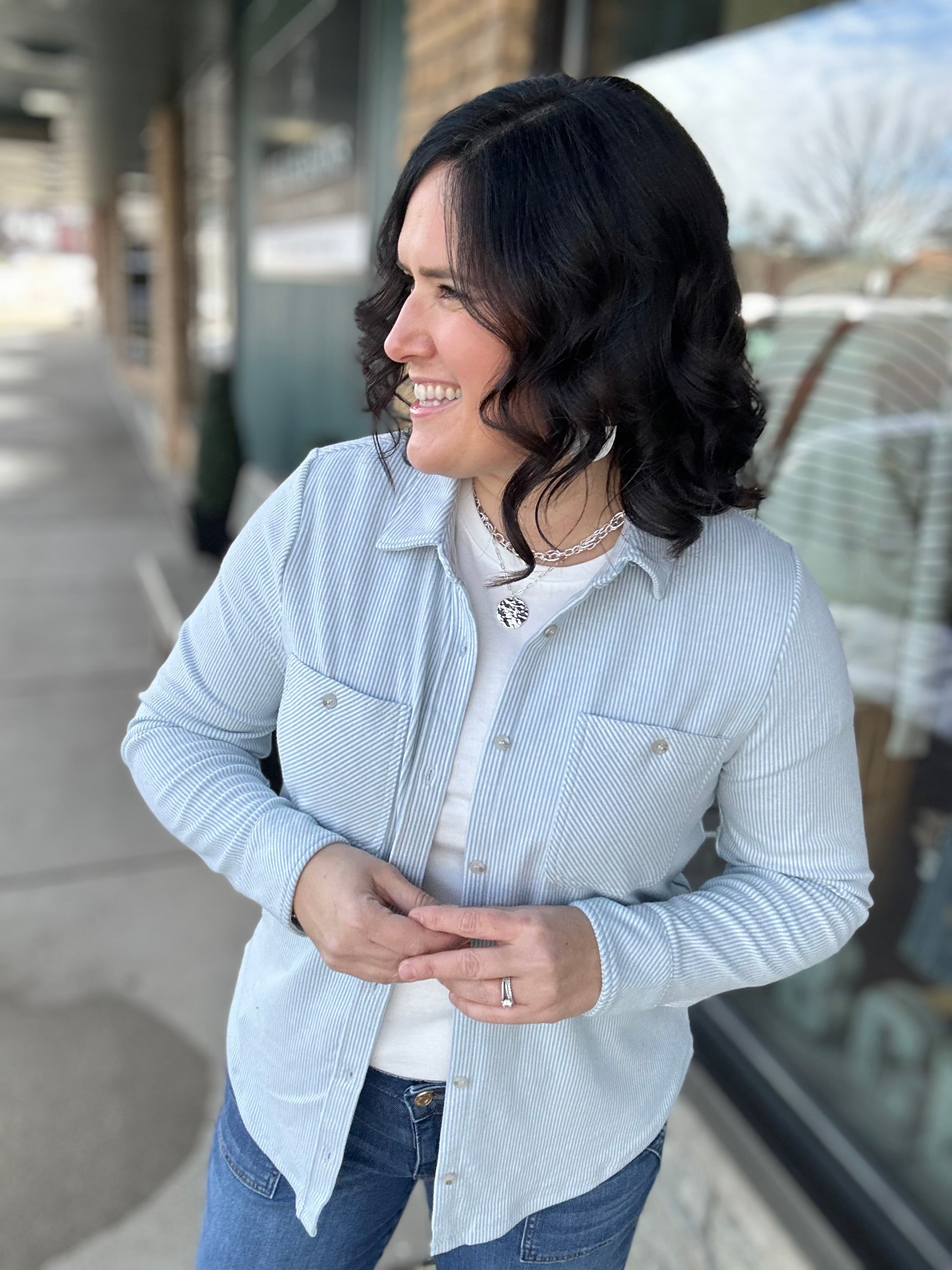 Light Blue Stripe Lewis Top Tops - Button Ups THREAD & SUPPLY