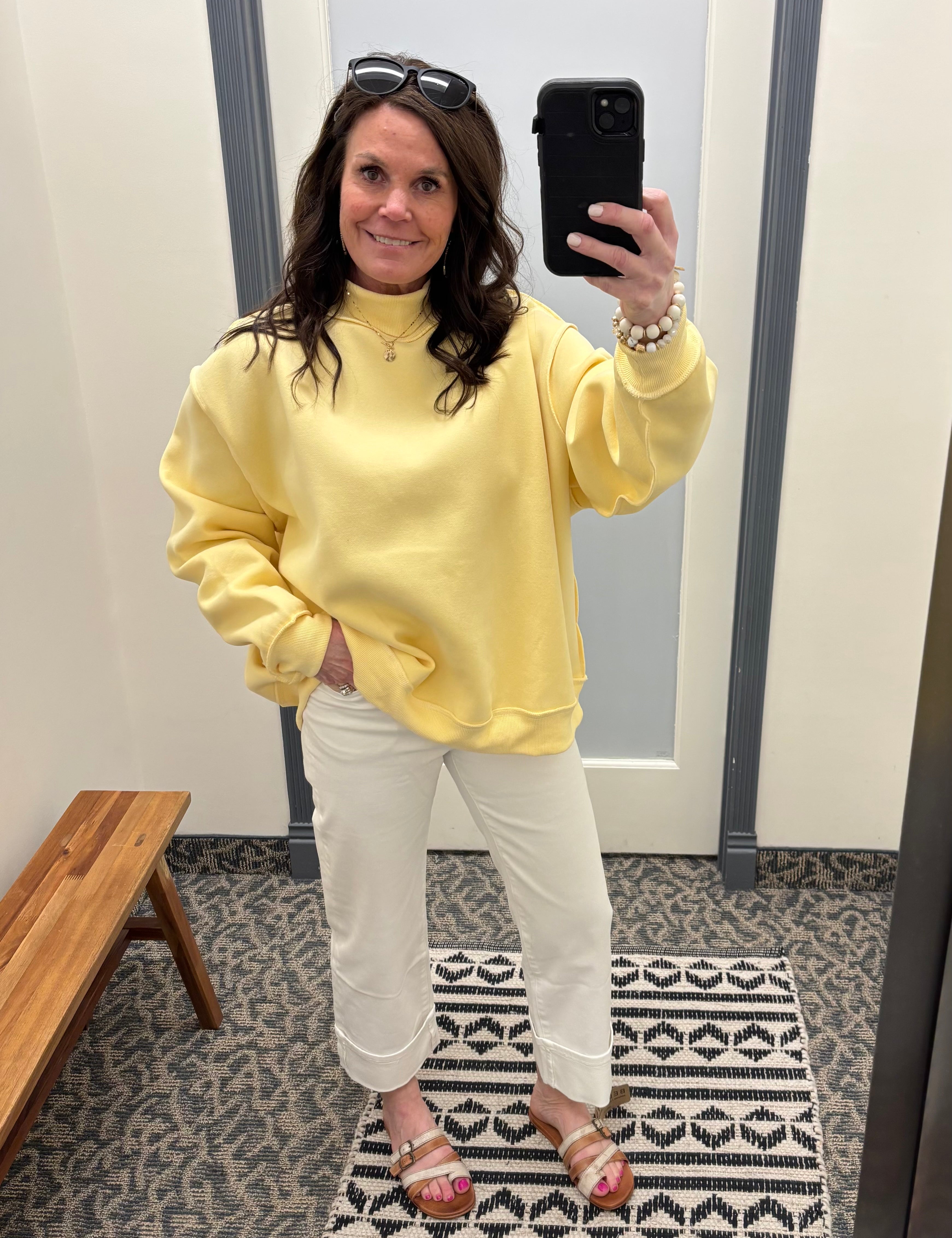 Butter Yellow Reversible Mock Neck Top - Sweatshirt BUCKETLIST