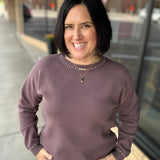 Mocha Stitch Detail Crew Neck Sweater