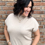 Oatmeal Mock Neck Sweater Vest Top - Sweater STACCATO