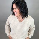 Beige Soft Knitted Pullover Top - Sweater DOE & RAE