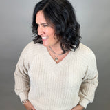 Beige Soft Knitted Pullover Top - Sweater DOE & RAE
