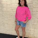 Fuschia Reverse Seam Top Top- Sweatshirt JODIFL