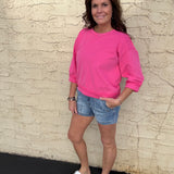 Fuschia Reverse Seam Top Top- Sweatshirt JODIFL