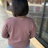 Mocha Stitch Detail Crew Neck Sweater